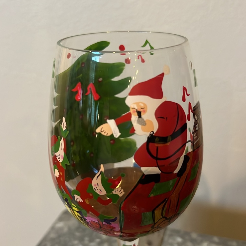 Lolita Rocking Around The Tree Collectible Wine Glass Hand Painted RARE - Picture 3 of 9